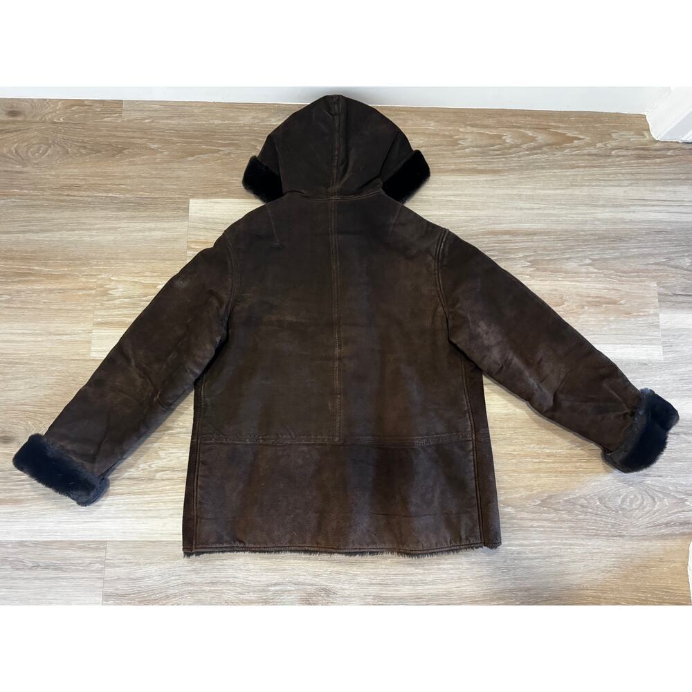 Jones New York | Leather and Faux Sherling Coat with Hood size L - Picture 9 of 16